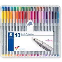 Staedtler 334 Triplus Fineliners 0.3mm Assorted Wallet of 40