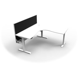 Rapidline Boost+ Corner Workstation + Screen + Cable Tray 1500/1500mmW White/White