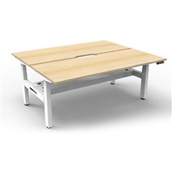 Rapidline Boost+ Back To Back Workstation + Cable Tray 2 Person 1200mmW Oak/White