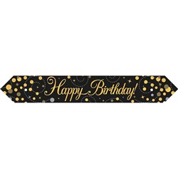 Alpen Foil Banner Happy Birthday Sparkling Fizz 2.7m Black And Gold