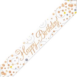 Alpen Foil Banner Happy Birthday Sparkling Fizz 2.7m Rose Gold