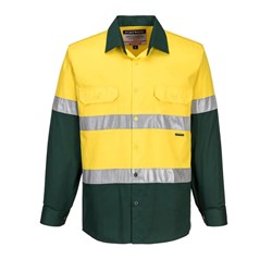 Portwest Hobart Hi-Vis Lightweight Contrast Shirt Long Sleeve Large Yellow/Green