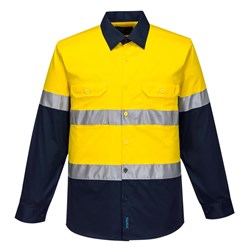 Portwest Hobart Hi-Vis Lightweight Contrast Shirt Long Sleeve XXS Yellow/Navy