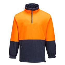 Portwest Hi-Vis Contrast 1/4 Zip Class D Polar Fleece Jumper Large Orange And Navy