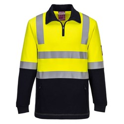Portwest Modaflame Fire Resistant Day Night Brushed Fleece Jumper M Yellow/Navy