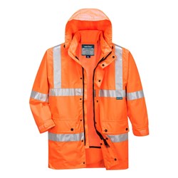 Portwest Argyle Hi-Vis Rain Traffic Jacket Small Orange
