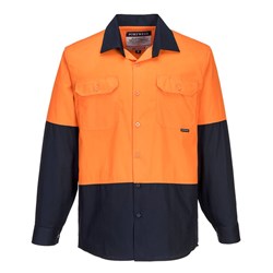 Portwest Canberra Hi-Vis Contrast Lightweight Class D Shirt Long Sleeve 5XL Orn/Navy