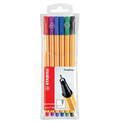 Stabilo Point 88 Fineliner Pen Fine 0.4mm Assorted Colours Wallet Of 6