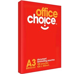 Office Choice Laminating Pouches A3 80 Micron Pack of 100