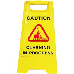 Cleanlink A-Frame Safety Sign Cleaning In Progress 320W x 310D x 650mmH Yellow